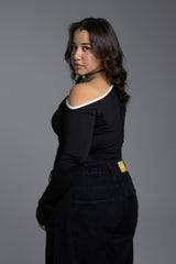 Off shoulder black top