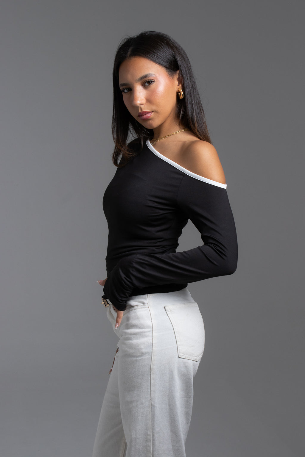 Off shoulder black top
