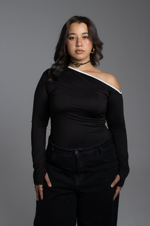 Off shoulder black top