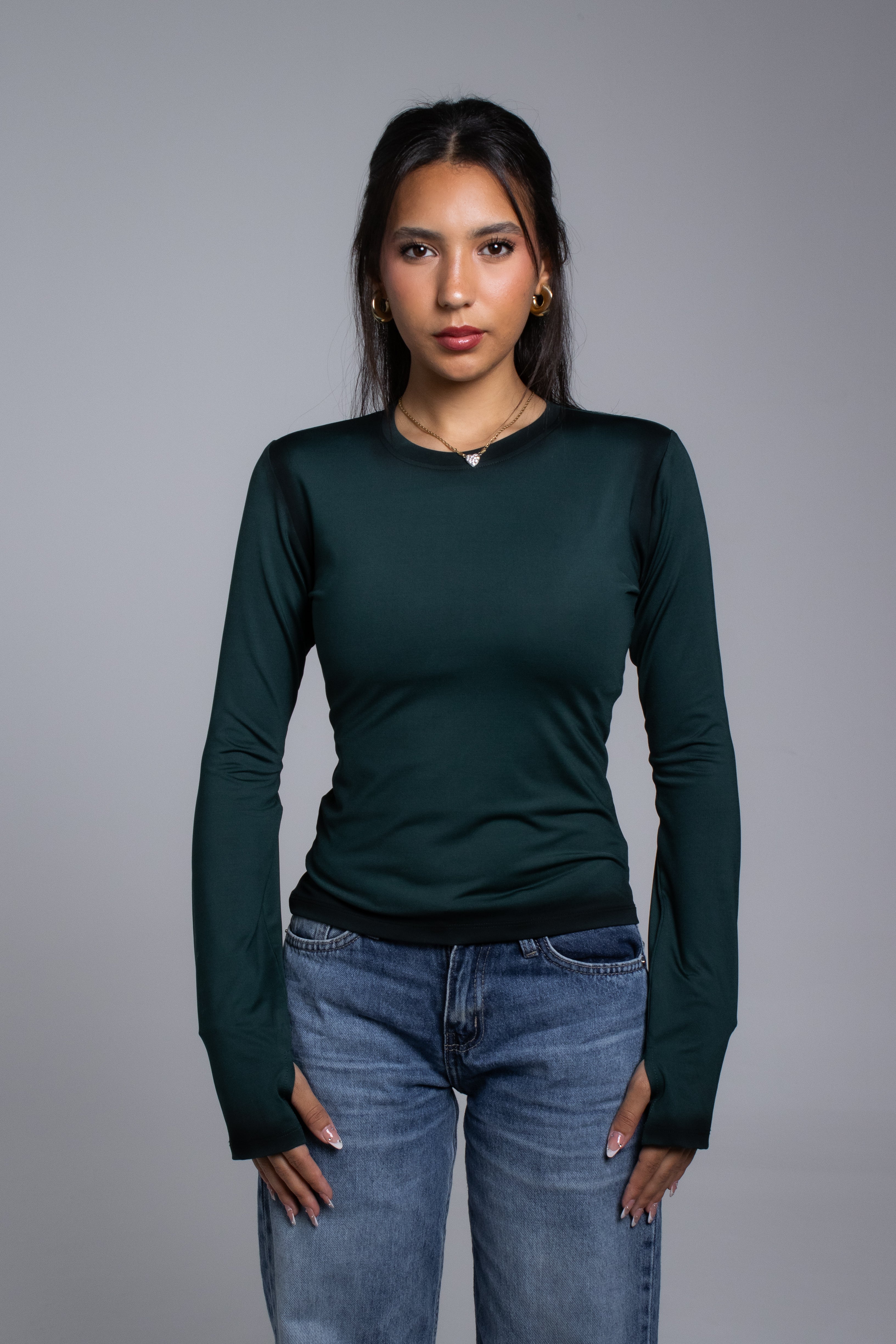 Shadow olive top
