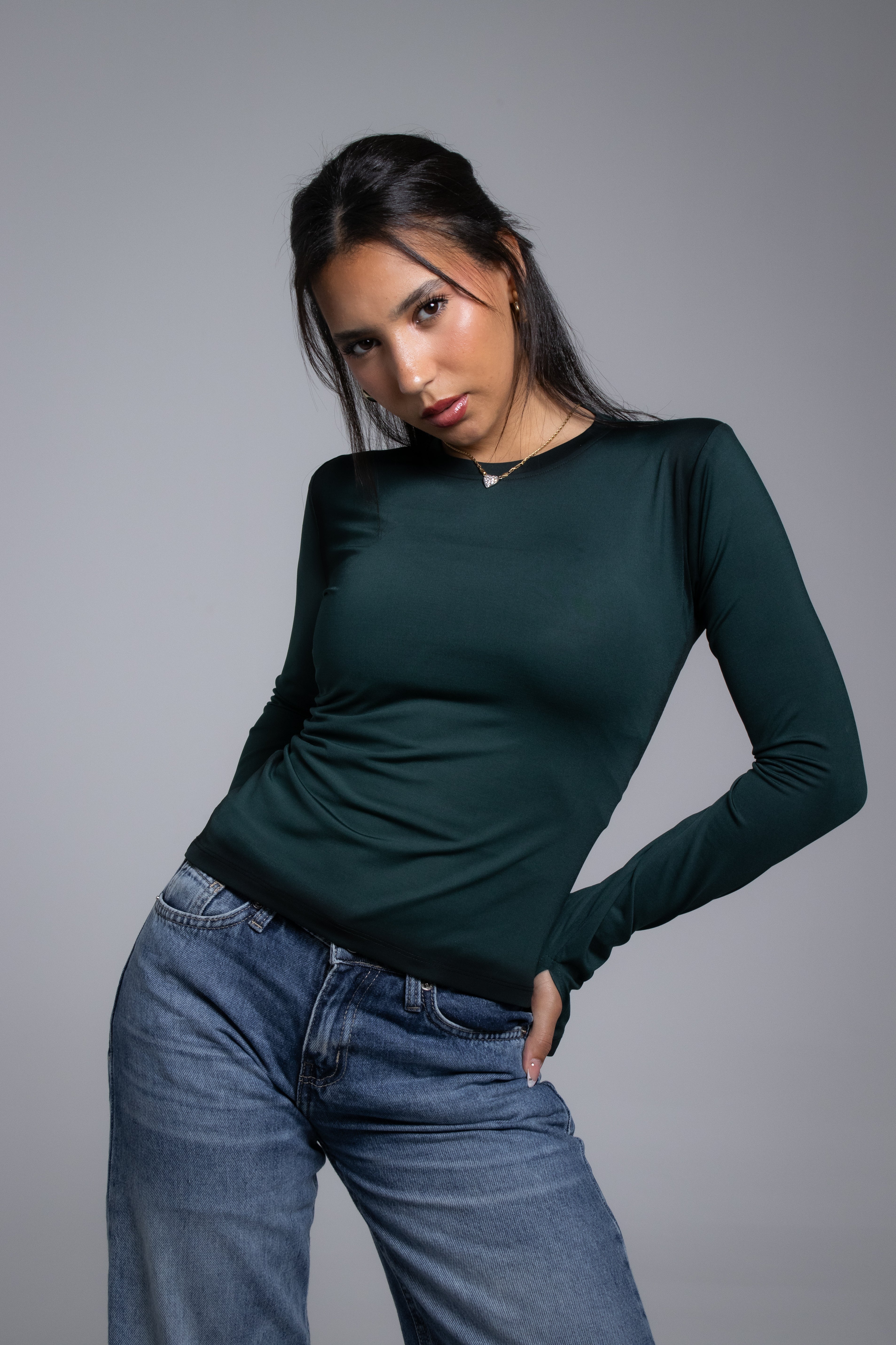 Shadow olive top